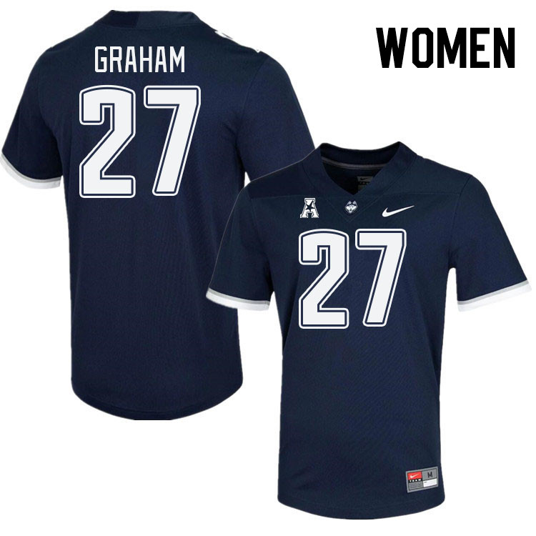Women #27 Ian Graham Connecticut Huskies College Football Jerseys Stitched Sale-Navy